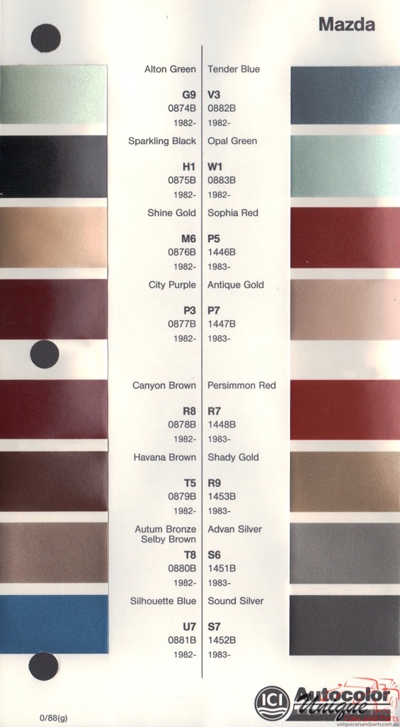 1982 - 1985 Mazda Paint Charts Autocolor